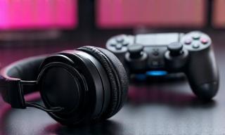 Gaming headset and controller representing game audio design.